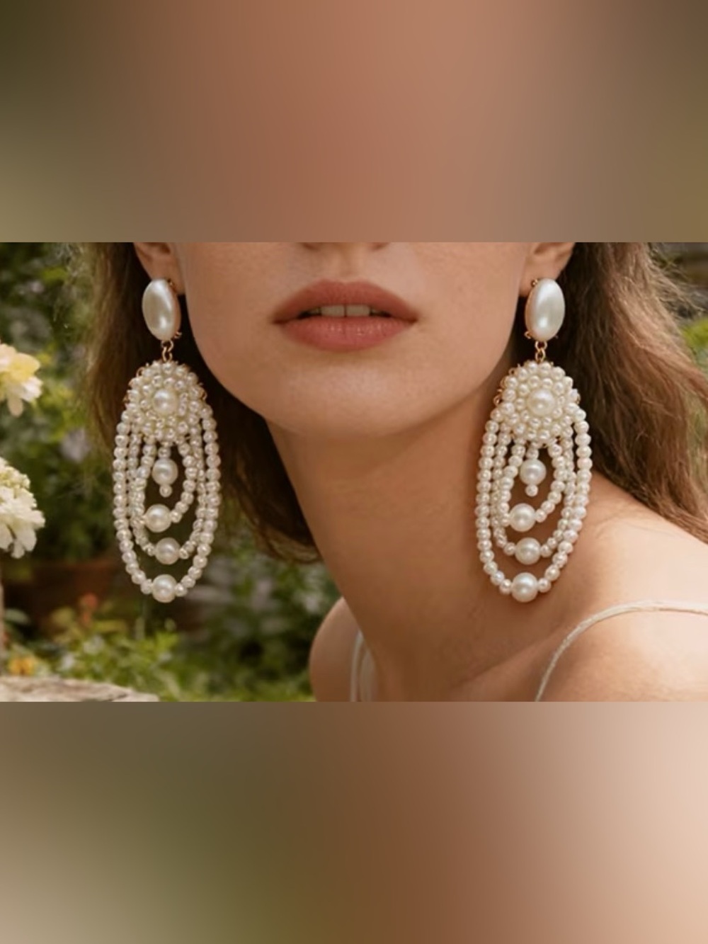 Elegant Pearl Drop Statement Earrings - White Pearls